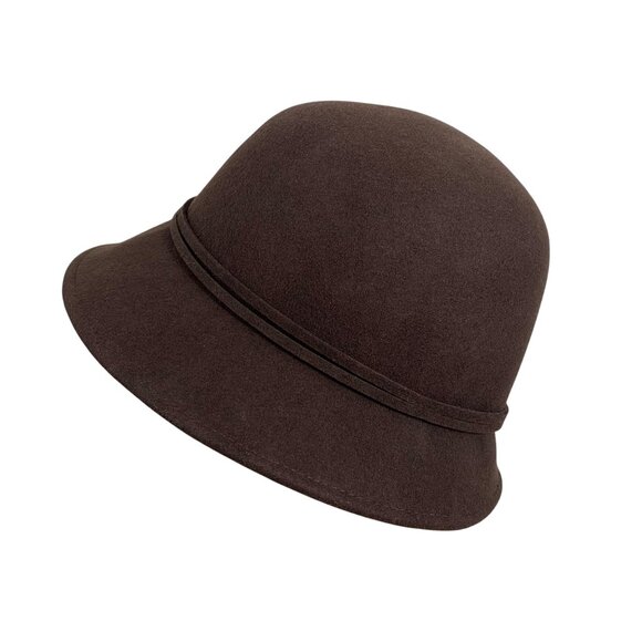 NWT Brown 100% Wool Packable Cloche Hat, Ribbon Accent + Bow By Croft & Barrow - Picture 5 of 10